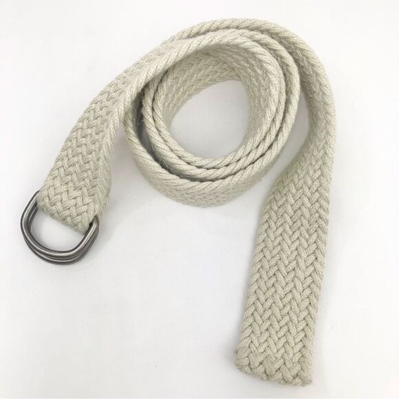 Cream Tan Woven Soft Flex Summer Beach Nautical Belt - Picture 1 of 8